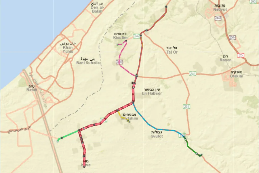 מפת קווי האוטובוס באשכול