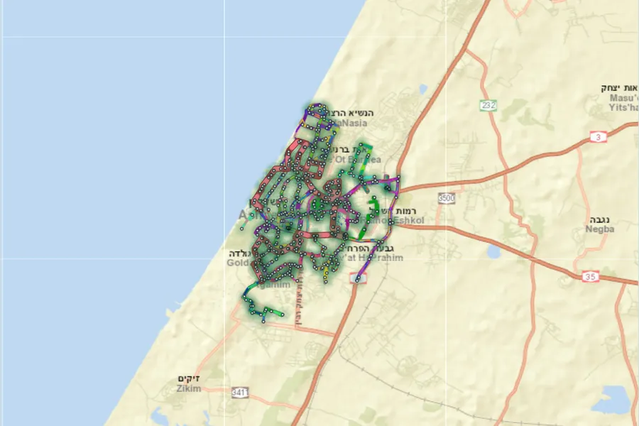 מפת קווי האוטובוס באשקלון