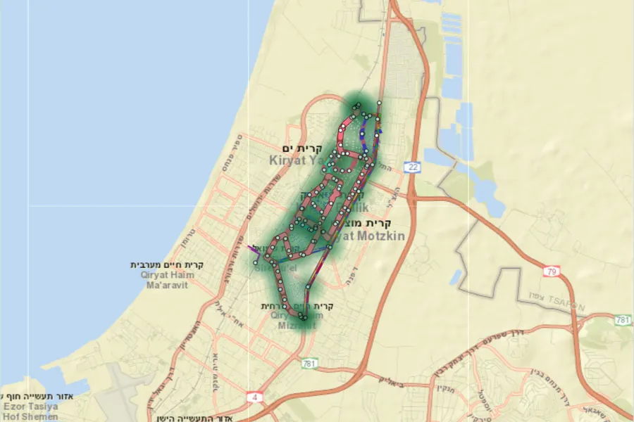 מפת קווי האוטובוס בקרית מוצקין