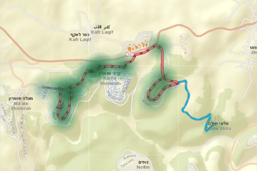 מפת קווי האוטובוס בקרני שומרון